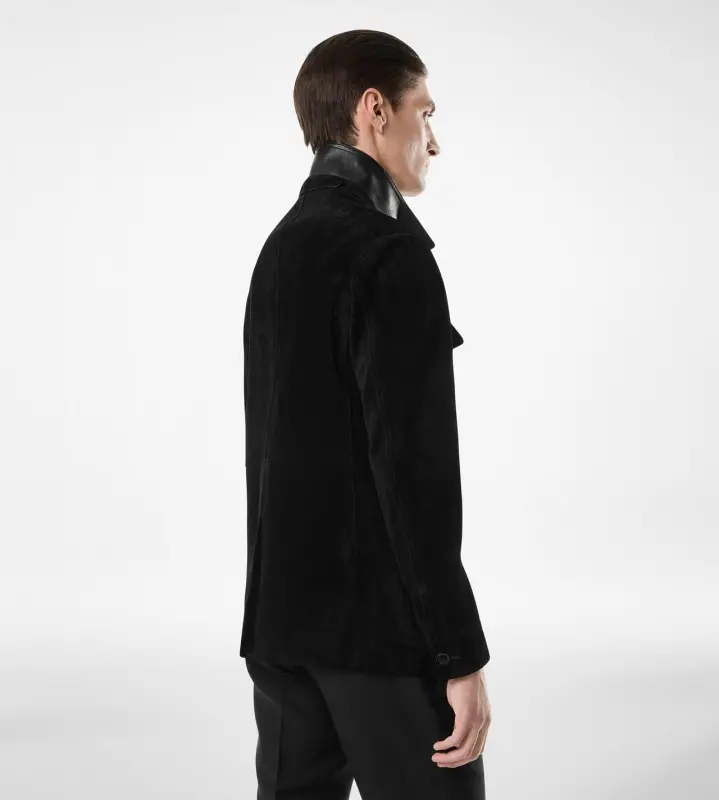 CASHMERE SUEDE MILITARY JACKET BLACK online